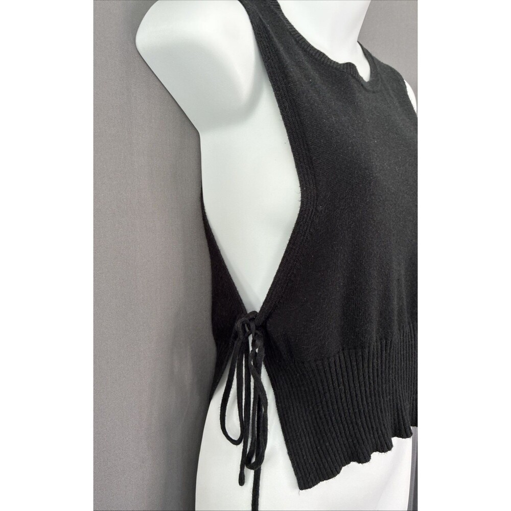 Brandy Melville Black Ribbed Knit Side Tie Sweater Vest One Size Minimalist Luxe